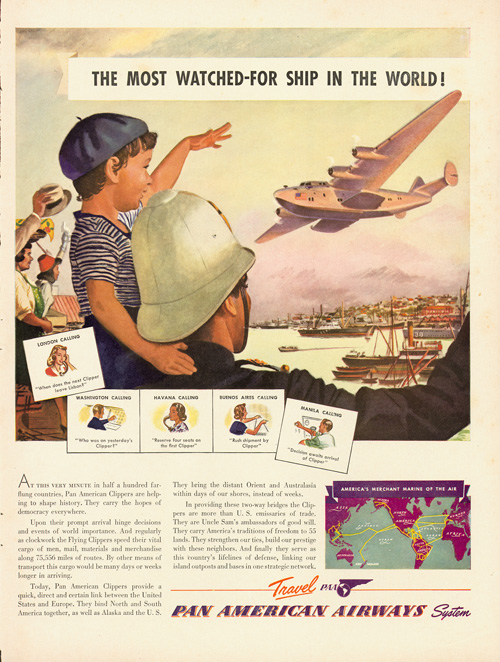 Pan Am ad, 1939, Most Watched-For ship in the world