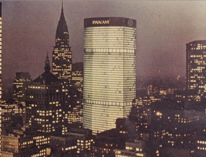 Pan Am Building at night film frame from Panamac PAHF Film collection