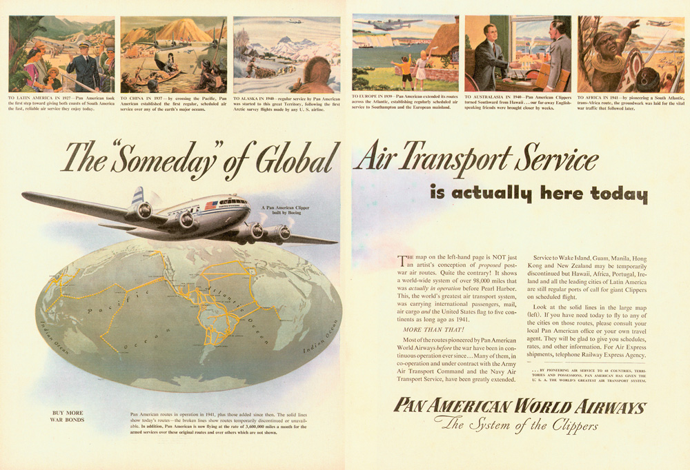Pan Am world routes 1944 Someday Ad