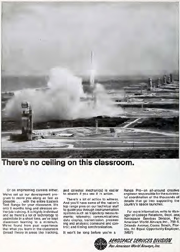 Theres No Ceiling in the Classroom 1968 Pan Am Ad for Guided Missile Range
