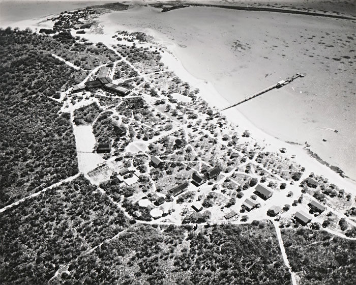Aerial of Peale Island with Pan Am hotel top left (US National Archives)