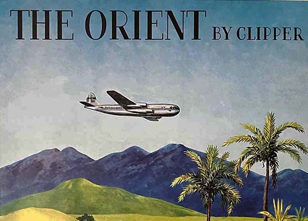 The Orient by Clipper: a colorful Pan Am postwar poster