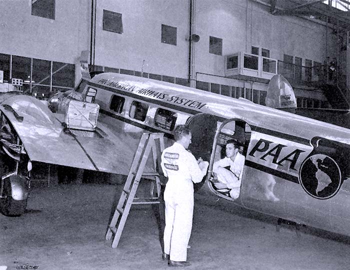 Maintenance on a Pan Am Lockheed Electra
