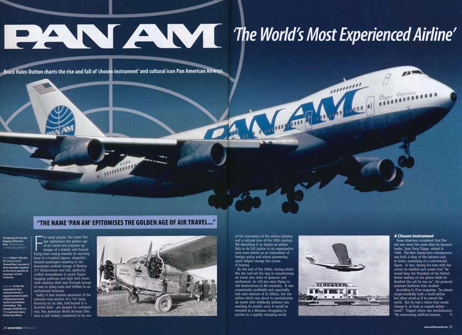 Airliner World two-page spread, Pan Am article, April 2014