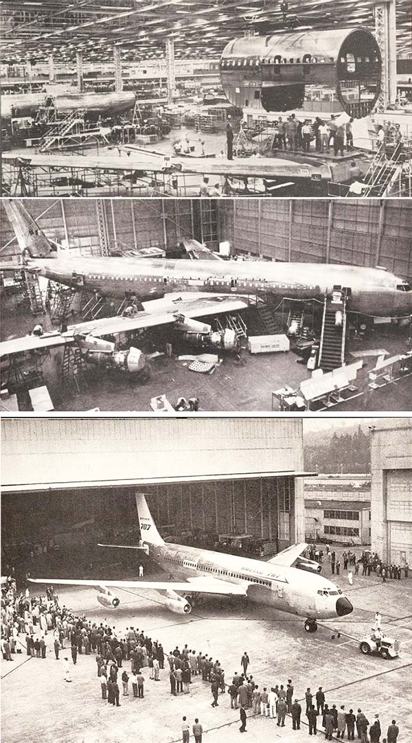 Boeing 707 under construction from "The First Boeing 707 for Pan Am," University of Miami Special Collections