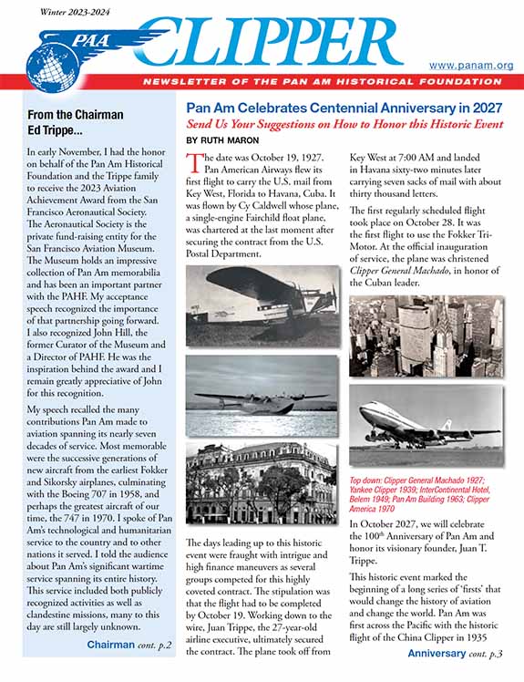 PAHF Clipper Newsletter Winter 2023-2024 Cover Page