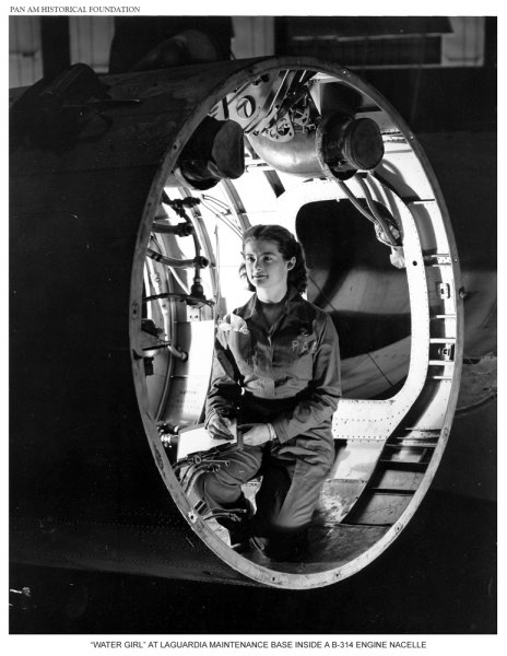 pan am wartime worker at laguardia inside b314 wing rsz